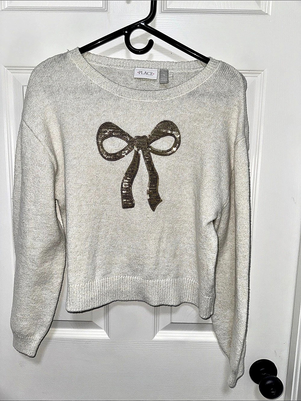 The Children’s Place Bow Sweater in off-white Size 16 (14-16) Like New